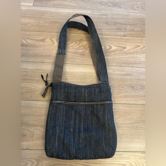 Thirty-One Gifts Denim Crossbody Bag Brown Trim Adjustable Strap - Picture 3 of 8